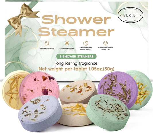 BLRIET Shower Steamers Aromatherapy Christmas Gifts Stocking Stuffers for Women 8 Pack Floral